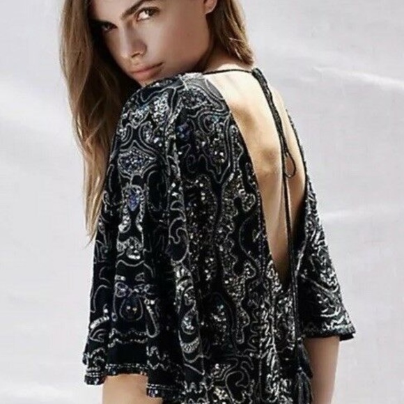 Free People Bali Light My Fire Sequin Black Dress - Picture 2 of 13